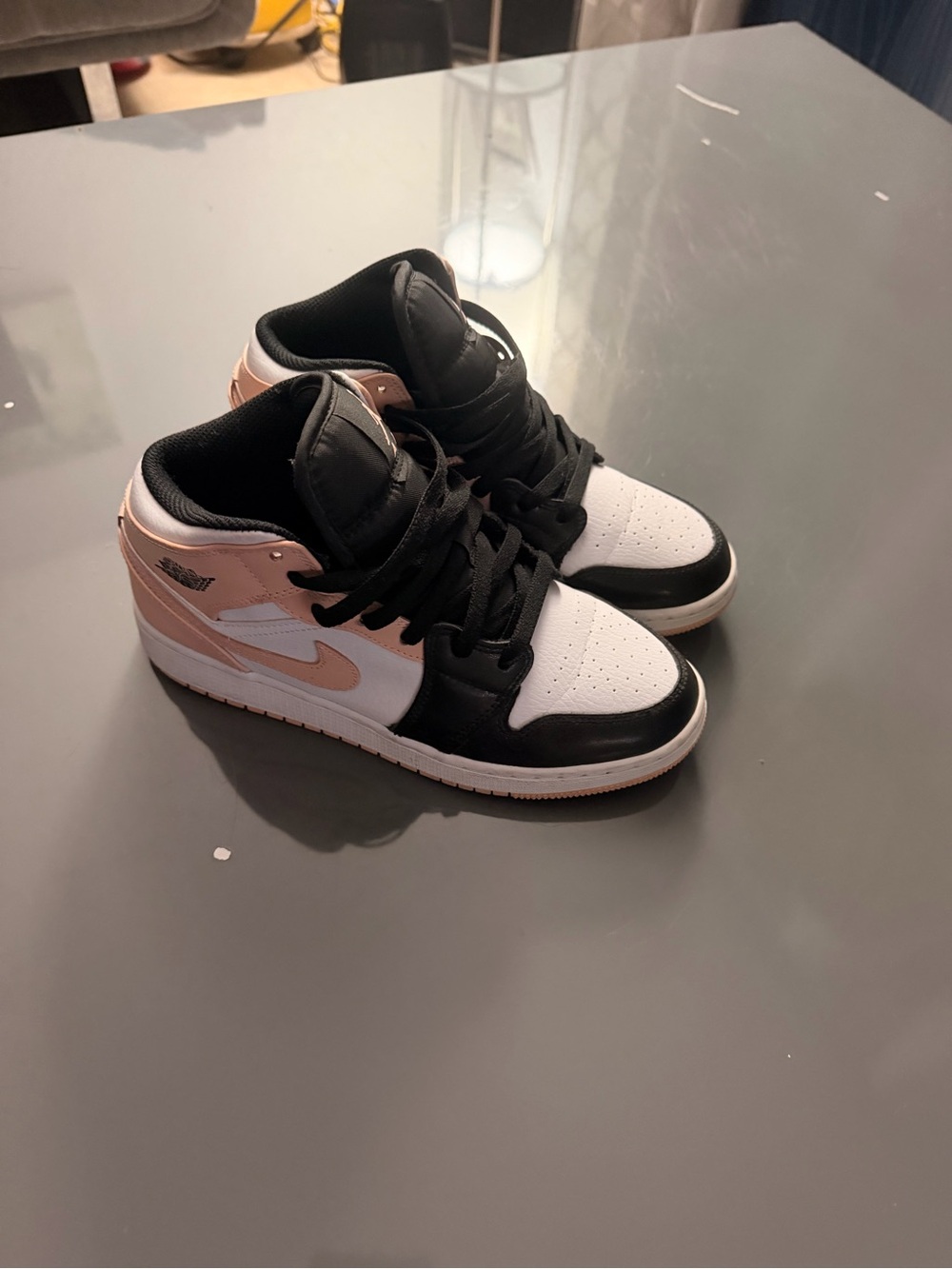 Nike Jordan Dunks Mid-Top Sneakers in Black, White & Light Pink